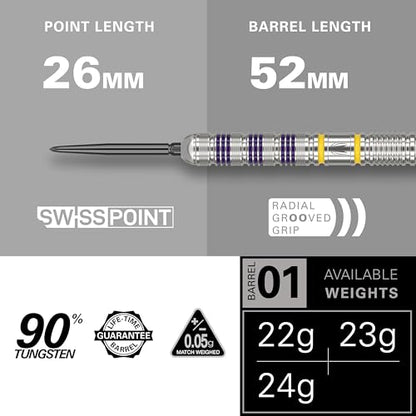 Target Darts Luke Littler Loadout Steel Tip Swiss Point Darts, 90% Tungsten Dart, 22G/23G/24G | Steel Tip Dart Set, Player Edition Swiss Points Dart Sets with Tool, Pro Grip Shafts & No.2 Flights - size: 22G