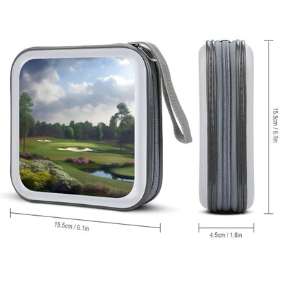 Golf Course Portable CD Case Holder,DVD Wallet Holder 40 Capacity CD Cases Storage DVD Book Binder for Car Home Travel - color: Golf Course