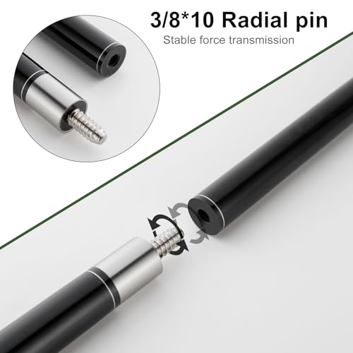 HMQQ 58" 2-Piece Fiberglass Graphite Composite Billiard Pool Cue Sticks (Several Colors Available, Weight from 19oz 21oz) - color: Black, style: 21oz