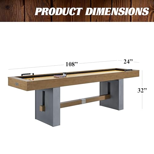 Barrington Urban Shuffleboard Table with Scratch-Resistant Playfield and 8-Puck Set - size: 9 Ft.