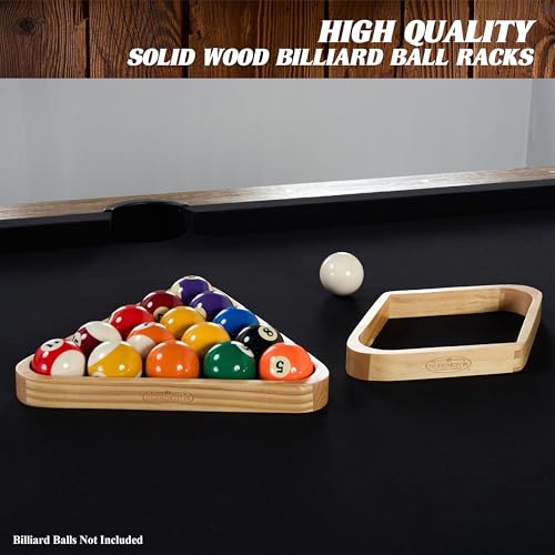 Barrington Billiards 2-Piece Rack Set for Standard 2-1/4 Inch Pool Balls, Triangle 15-Ball, and Diamond 9-Ball, Solid Two-Tone Wood Billiard Accessories
