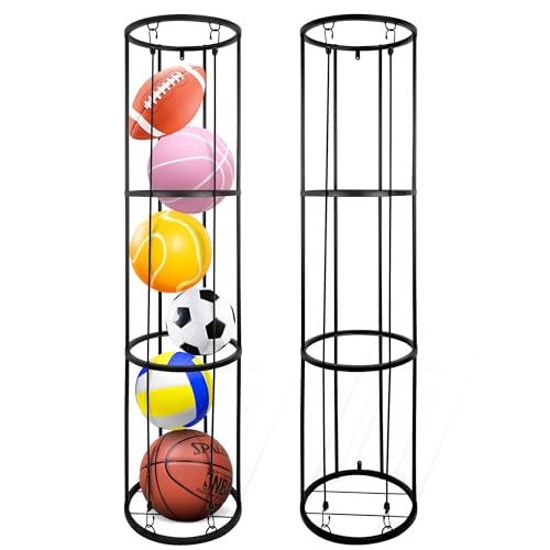 Garage Ball Storage Rack, Wall-Mounted Basketball Holder, Vertical Ball Rack for Soccer Volleyball Football Basketball, Space-Saving Sports Ball Storage Organizer for Garage & Home - size: 3 layer without Wheels