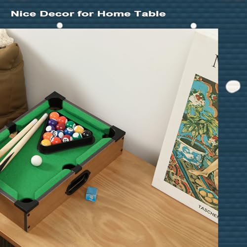 Mini Pool Table Wooden Billiards Tabletop Board Game for Family Night Party Time Gift for Cat Lovers - size: 19"
