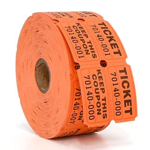 L LIKED Raffle Tickets Double Rolls 1000 Per Roll 50/50 Raffle Tickets for Events,Carnivals, Entry, Class Reward, Prizes(Orange) - color: 1000 Orange