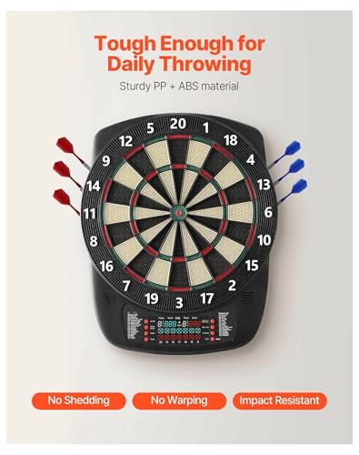 Electronic Dart Board, 13.5" Target Dartboard with 43 Games, 200+ Variations, 6 Darts & 50 Tips - LCD Scoring for Home, Game Room & Parties