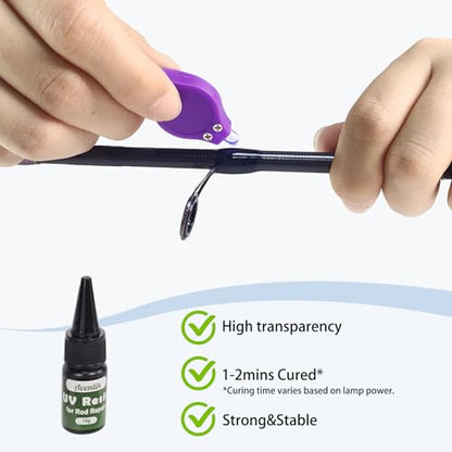 Aventik Fishing Rod Tip Repair Kit - Includes Eyelet Replacements & Tools - style: UV Tip Repair Kit