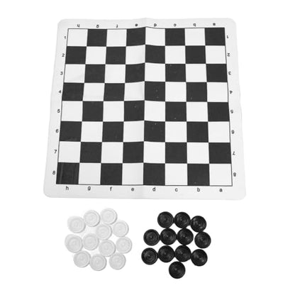 Outdoor Checkers, Folding PU Leather Camping Games Checkers Set with 24 Pieces for Kids Adults Family Picnics Parties Lawn BBQ (Black) - color: Black