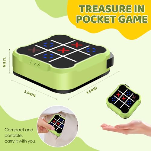 Tic-Tac Toe Game for Kids: 4-in-1 Electronic Handheld Puzzle Game - Portable Sensory Toy for Kids Age 6-12 Years Old Travel School Family Fun - Birthdays Gift for Boys Girls