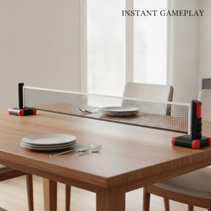 Retractable Table Tennis Net Set, Clamp-On Ping Pong Net for Standard Tables, Portable Polyester Mesh with Quick Setup - color: Black
