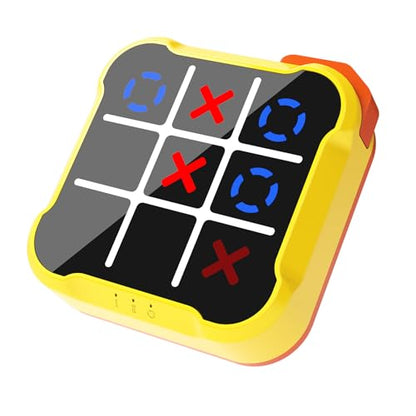 Tic Tac Toe Game, 3-in-1 Game Machine, Handheld Electronic Puzzle Games, Portable Travel Game for Trip, Office Break, Queue Time, Birthday Gift for Kids Adult - color: Yellow