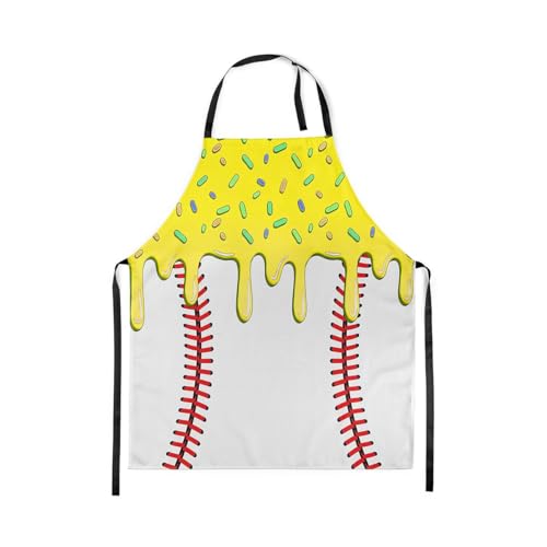 Castle Fairy Ice Cream Drip Baseball Kids Kitchen Apron - color: White Yellow
