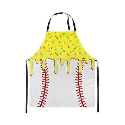 Castle Fairy Ice Cream Drip Baseball Kids Kitchen Apron - color: White Yellow