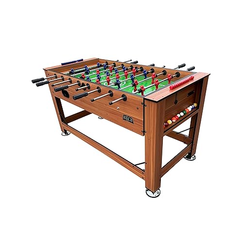 KICK Dyad 55" 2-in-1 Multi-Game Table – Foosball & Billiards/Pool Table - color: Brown