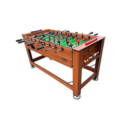KICK Dyad 55" 2-in-1 Multi-Game Table – Foosball & Billiards/Pool Table - color: Brown