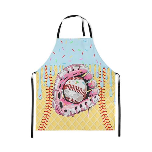 Castle Fairy Ice Cream Drip Baseball Kids Kitchen Apron - color: Pink Yellow