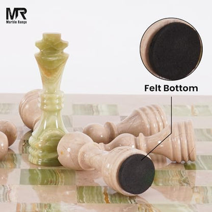 Marble Chess Pieces 3.5 Inch King Handmade Verona and Green Onyx 32 Chess Figures for Board Games, Suitable for Travel Games - color: Verona and Green Onyx