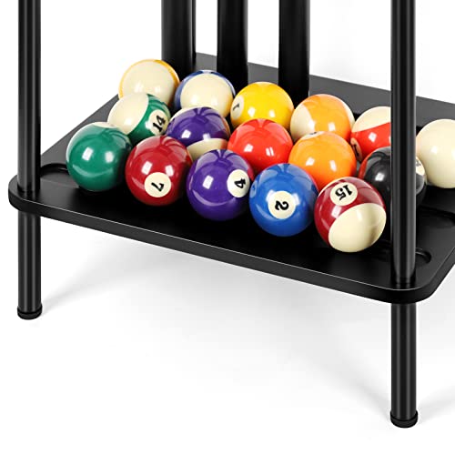 smusei Pool Stick Holder Pool Cue Holder Pool Cue Stick Rack Floor Stand Billiard Stick Holder Pool Table Accessories for Billiard Room Game Room Club Holds 6 Cues, Black