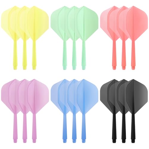 Accmor Integrated Dart Shaft and Flights, Dart Flights for Steel Tip Darts/Soft Plastic Tip Darts, Dart Replacement Flights Accessories - color: 18pcs-transparent multicolored