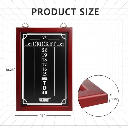 GSE Games & Sports Expert Chalk Dart Scoreboard for Dart Board Cricket & 01 Dart Games with Chalks and Chalk Wipe (Standard/Large) - style: Large