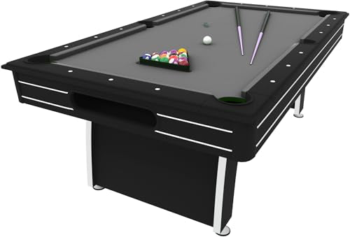 Fat Cat Tucson 7 Foot Pool Table with Automatic Ball Return, Billiard Table with Arcade Style Black Finish, 818 Bumpers, Includes Cues and Balls - color: Grey