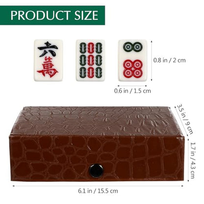 Angoily Mini Mahjong Tile Set, Portable Travel Chinese Melamine Mahjong Game with 146 Tiles Carrying Case, for Beginner Players, Family Gatherings, Valentine's Day, Party Entertainment