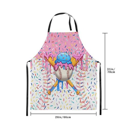 Manfei Baseball Ice Cream Kids Kitchen Apron - color: Pink