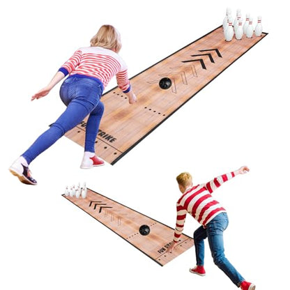 2 Sets Mini Bowling Set with Lane Full Bowling Pins and Ball Set for Home Family Friends Indoor and Outdoor