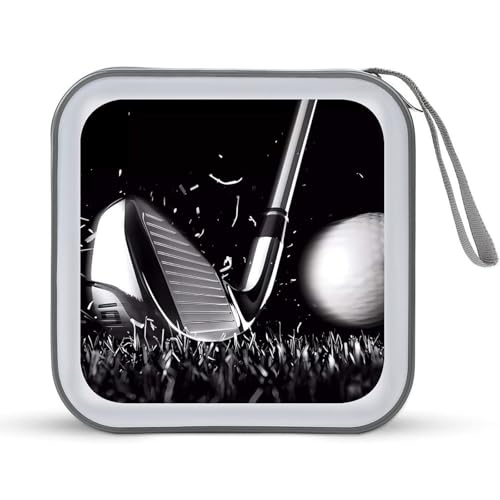 Black And White Golf CD Case 40 Capacity CD Holder Organizer Portable Zipper DVD Collection Storage Bag Compact Cases Storage Binder Plastic Holder Disc Car Home Travel