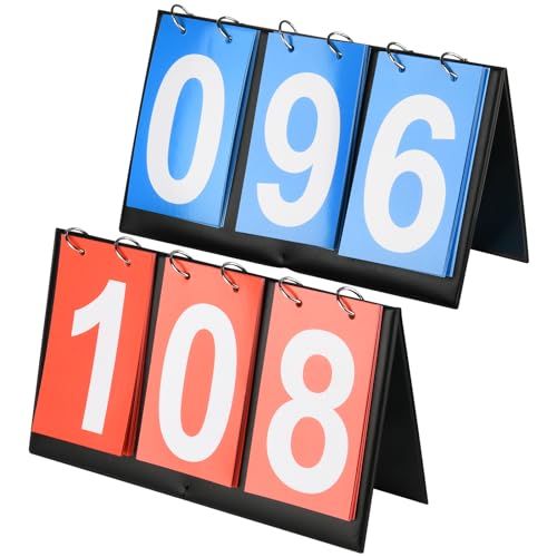 2 Pcs Flip Scoreboard 3-Digit Table Top Scoreboard Portable Score Keeper Score Flipper for Basketball Football Soccer Volleyball Hockey Sports Competition, 2 Assorted Colors/Dual-Sided, for Adult