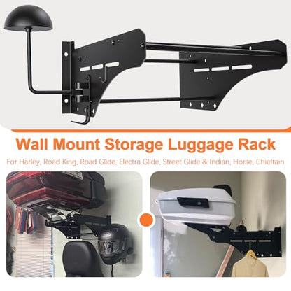Wall Mounting Storage Luggage Rack/Tour Trunk Pack Backrest Sissy Bar for Harley Road King, Road Glide, Electra Glide, Street Glide & Indian, Horse, Chieftain Models - style: Practical