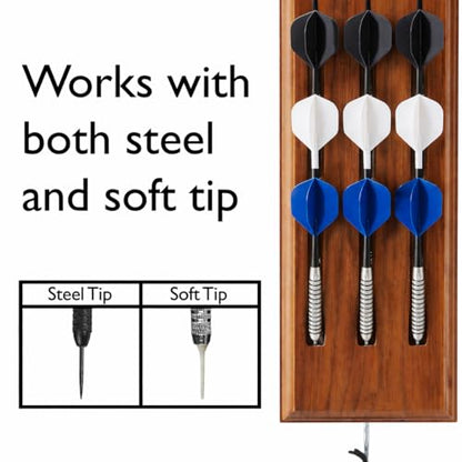 Viper Wall Mounted Dart Holder/Caddy Display, Holds 12 Steel and Soft Tip Darts - color: Cinnamon Finish