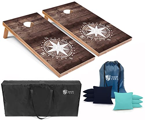 Tailgating Pros Corn Hole Board Set with Bean Bags & Carrying Case - 4'x2' Cornhole Bag Toss - Tournament & Lightweight Options - Optional LED Lights