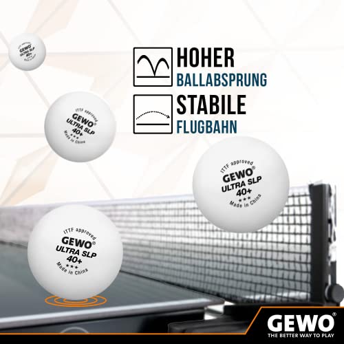GEWO Ultra SLP Table Tennis Balls - 3 Star Table Tennis Ball Made of Plastic 40+ Without Seam - ITTF Certified Competition Balls Professional Table Tennis Balls White, 40 + mm Diameter