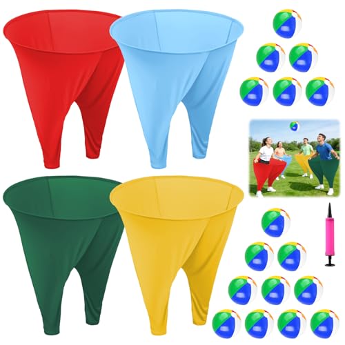 Granny Pants Yard Game Giant Granny Pants Outdoor Game Includes Bouncy Balls & Air Pumps Hilarious Outdoor Games for Adults and Family Backyard Gatherings Beach Games Team-Building Activities - color: Red BabyBlue Gold Green, size: 4PCS