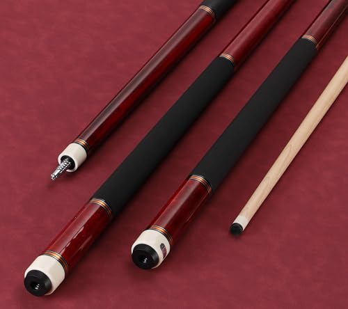 Pool Cue Stick Genuine Leather Cowhide Grip 58" 19 20oz 2 Piece with 12.5mm Tip,Canadian Maple Pro Billiard Cue,for Adults/Beginner/Pro Player. - color: Red-19oz-Velvet Paint Grip-Only Cue