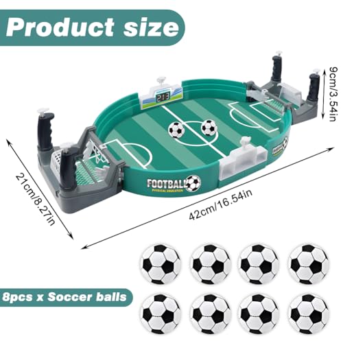 Balana Football Table Interactive Game, Mini Tabletop Soccer Pinball Games Set with 8 Balls, for Foosball Pinball Kids Adults Interactive Game Room Family Night, Green