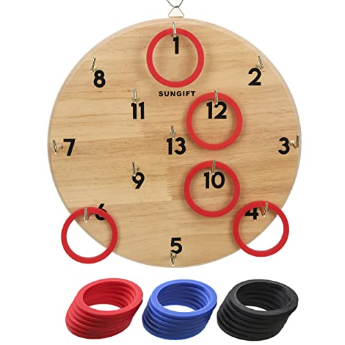 SUNGIFT Hook Ring Toss Game for Adults & Kids - Yard Hooky Ring Tossing Games - Hookie Wall Game Indoor & Outdoor Family Fun - Home, Party, Office, Camping & Backyard Games - style: Classic 11.8"