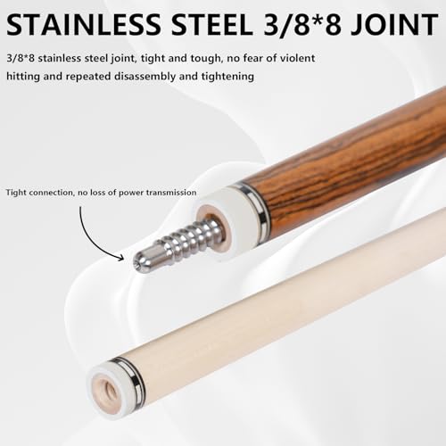 CUEELF Pool Cue Stick Low Deflection Hand-Made Inlay Billiard Cue 58'' Professional Billiard Pool Cue Stick for Adults-12.5mm Tip,3/8 * 8 Joint - color: WD-SM-HJT