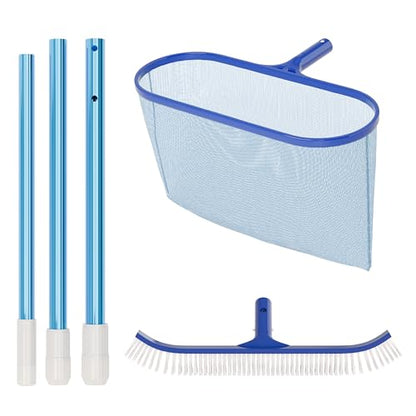 VINGLI 3-in-1 Pool Cleaning Kit, Pools Maintenance Equipment with Pool Net, Pool Brush and 5 FT Telescopic Pole, Pool Maintenance Tools for Inground & Above Ground Swimming Pools - size: Style 4 : 3 in 1