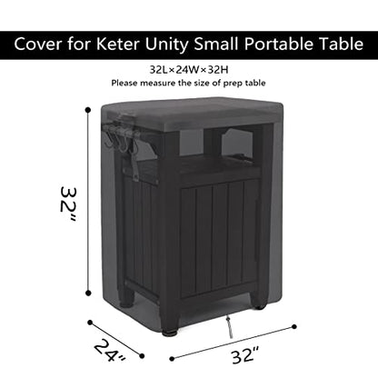Prep Table Cover for Keter Unity Outdoor Kitchen Portable Bar Cart, Waterproof Patio BBQ Grill Cart Cover, for Outdoor Pizza Oven Table Stand - 32 x 24 x 32 Inch - size: 32" x 24" x 32" Inch