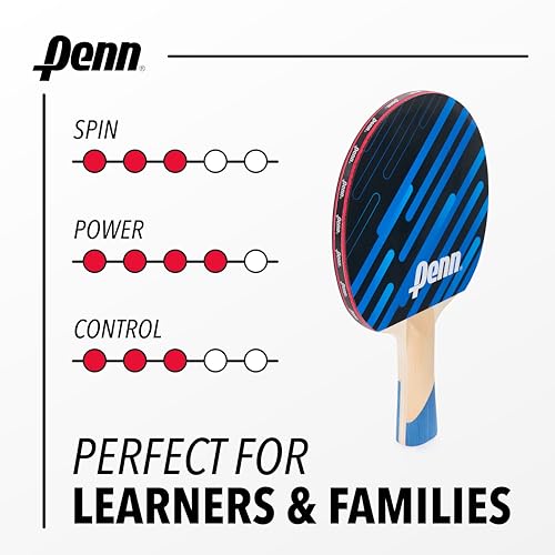 Penn 4-Player Table Tennis Paddle Set - Includes Four Penn 3.0 Paddles, Three 3-Star ping Pong Balls, and Two Storage Pouches