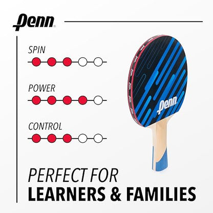 Penn 2-Player Table Tennis Paddle Set - 2 x 3.0 Paddles, 3 Balls & Storage Pouch - Ping Pong Rackets with Balanced Sponge Backing, Competition Rubber & Ergonomic Handle - Outdoor Sports