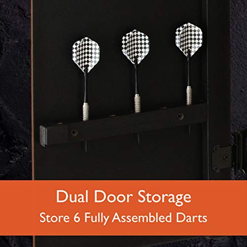 Fat Cat Mercury Electronic Soft Tip Dartboard with Cabinet, 13.5 in Target, 28 Games, 6 Darts Included, Black