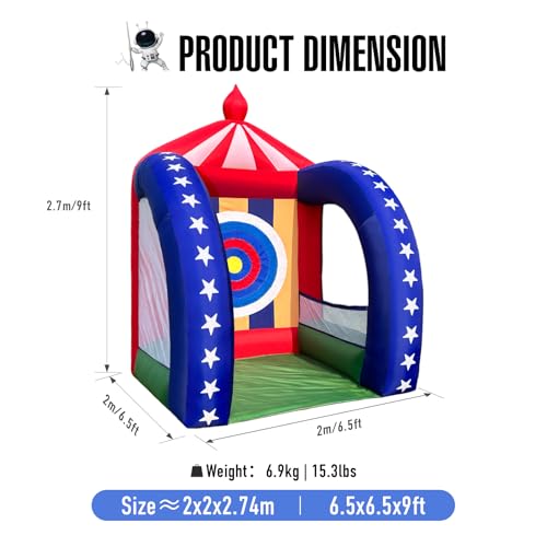 Inflatable Carnival Games — 6.5×6.5×9FT, Built-in Blower, Quick-Inflate — Axe Throwing Target (Quick-Inflate Indoor & Outdoor Game for Backyard Parties, Team Challenges & Event Fun) - style: Axe Throwing Target
