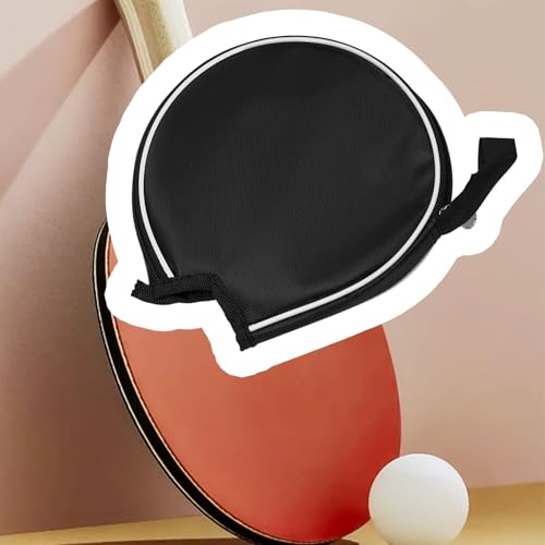 Table Tennis Racket Storage Bag Semicircle Paddles Case Waterproof Oxford Cloth Protective Cover with Hand Strap for Ping Pong Players Indoor Sports Equipment Storage Black(black)