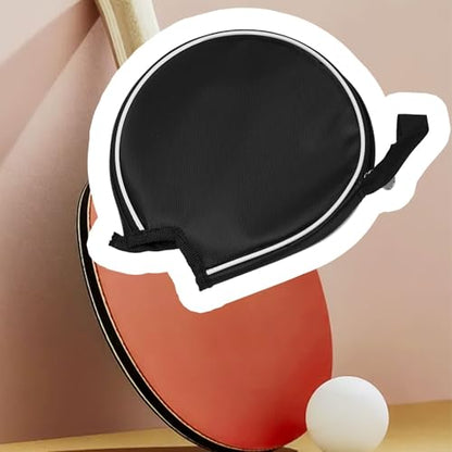 Table Tennis Racket Storage Bag Semicircle Paddles Case Waterproof Oxford Cloth Protective Cover with Hand Strap for Ping Pong Players Indoor Sports Equipment Storage Black(black)