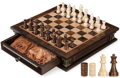 Peradix Magnetic Chess Set with 2 Built-in Storage Drawers, 12 inch Wooden Strategy Board Games, 2 Extra Queens, Travel Magnet Chess Game for Adults, Kids and Family Game Night, Gift Package - size: 12 Inches