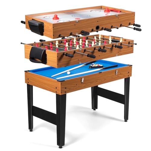 Giantex 3-in-1 Multi Game Table, 48 Inch Combination Game Tables with Foosball, Hockey, Billiards, Combo Game Table Set for Adults Kids Gifts Family Night Arcade Game Room