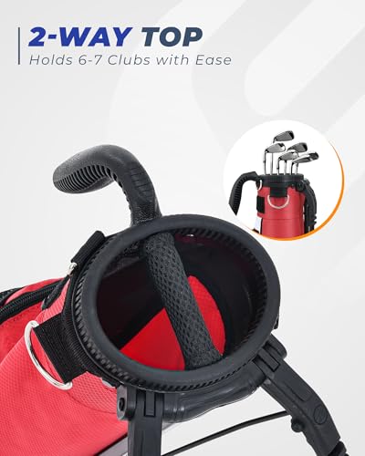 Golf Lightweight Stand Bag, Portable Golf Carry Bag with Insulated Cooler Pocket, Easy to Carry and Ideal for Driving Range, Pitch n Putt, Par 3, Executive Courses - color: Red