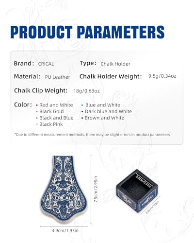 CRICAL Portable Magnetic Pool Chalk Holder Square Chalk Cube Holder Billiard Cue Accessory Gift Idea - color: Dark Blue White